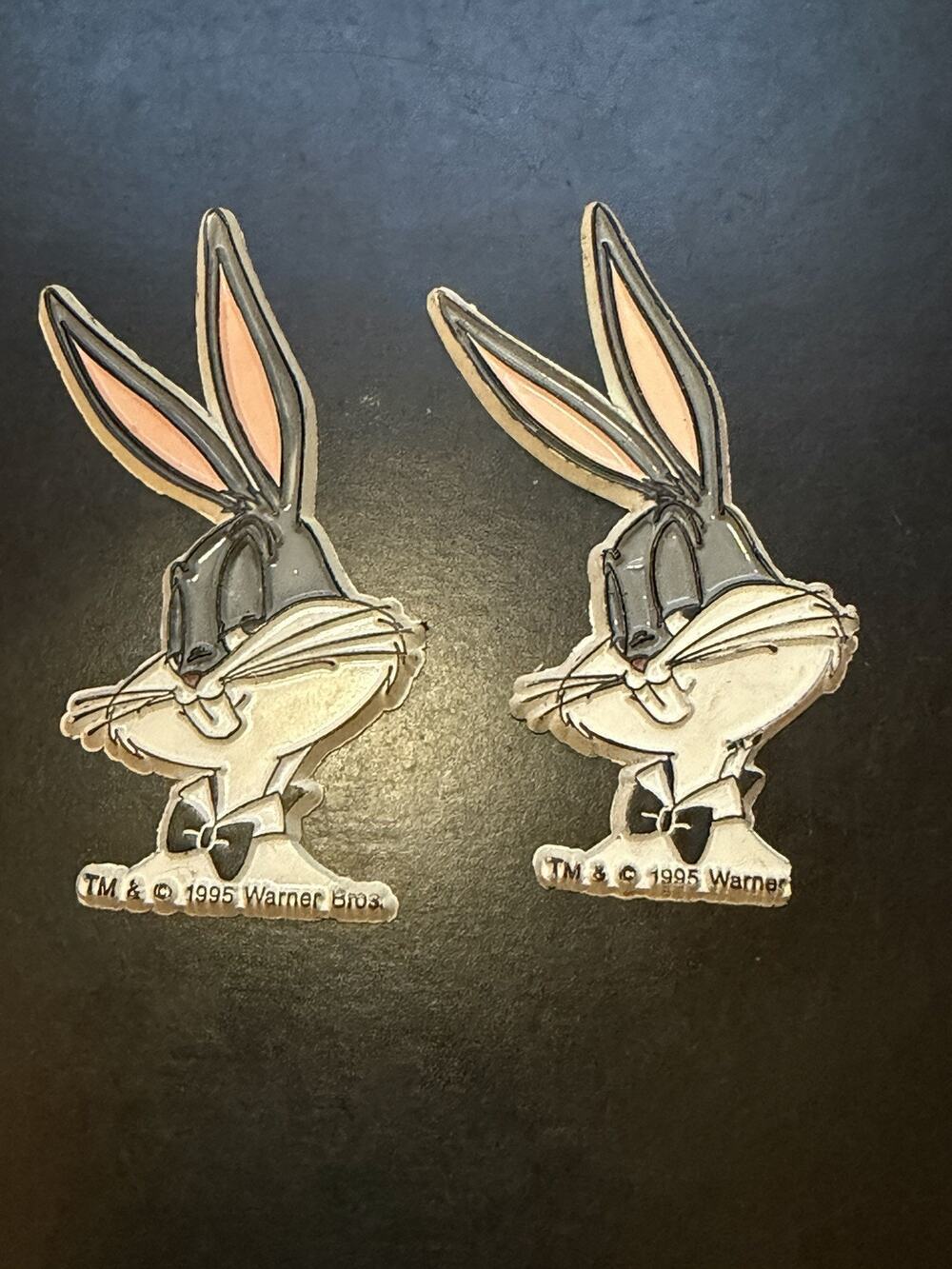 2 x Bugs Bunny Vintage Vtg Looney Tunes Rubber Fridge Magnets 1995 Warner Bros.